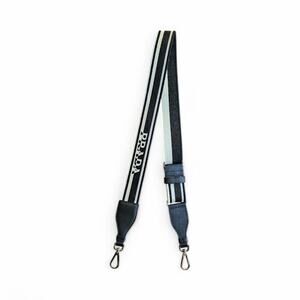 Prada Black and white bag strap with silver-tone hardware and embroidered logo
